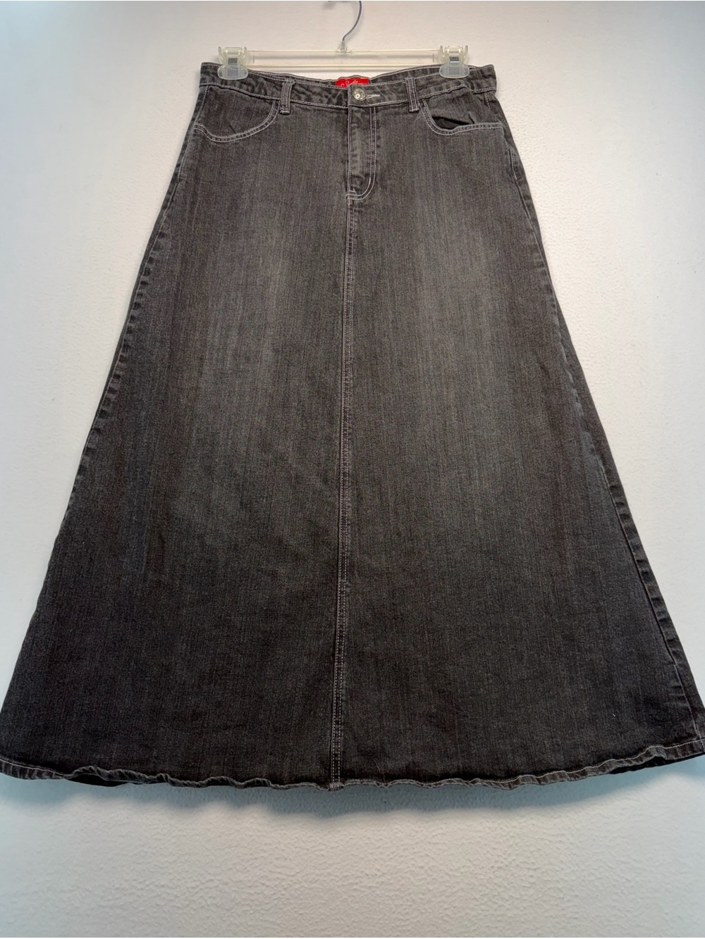 Black bling Denim A-Line Maxi Skirt
